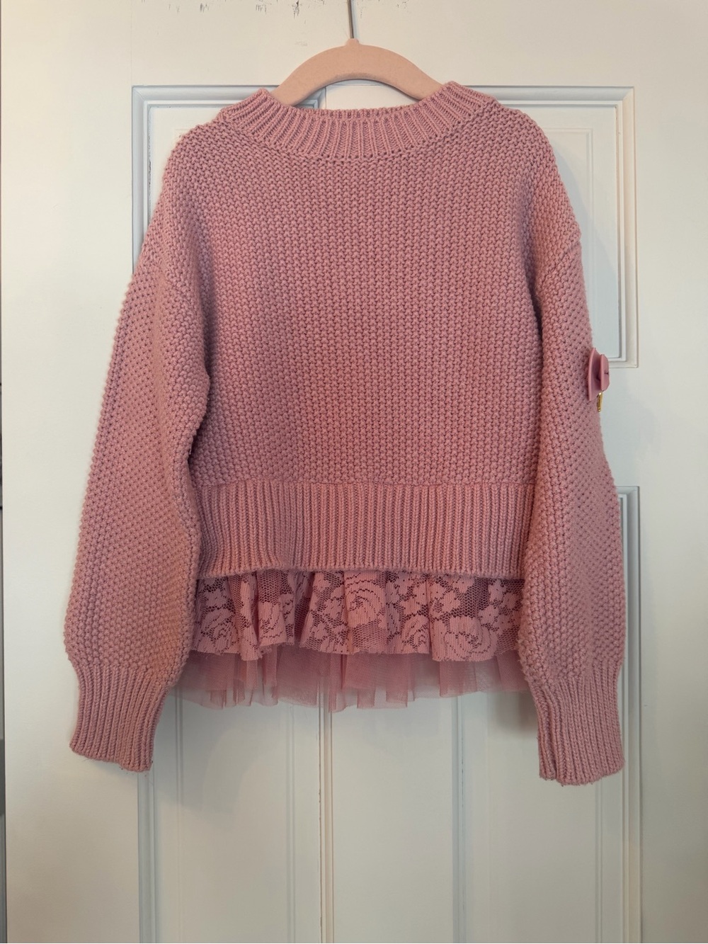 Angel's Face Blush Lace-Hem Knit Sweater size 4-5Y